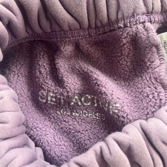 Set Active Two Piece Lounge Set Sweats Comfort Heavy Cotton Lavender Logo M READ - Picture 8 of 12